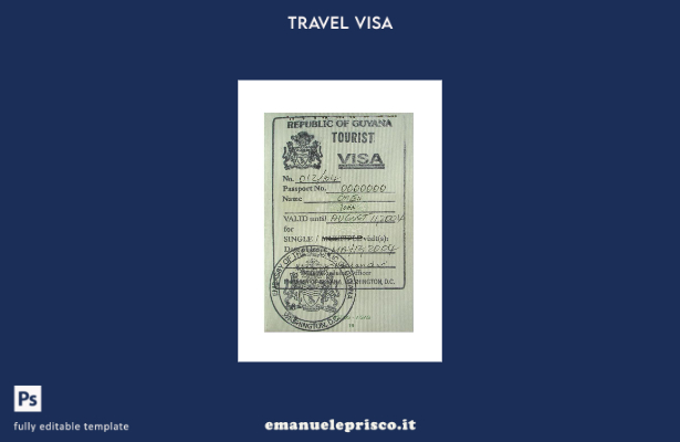 modello di visto con timbro della Guyana in stile verificato